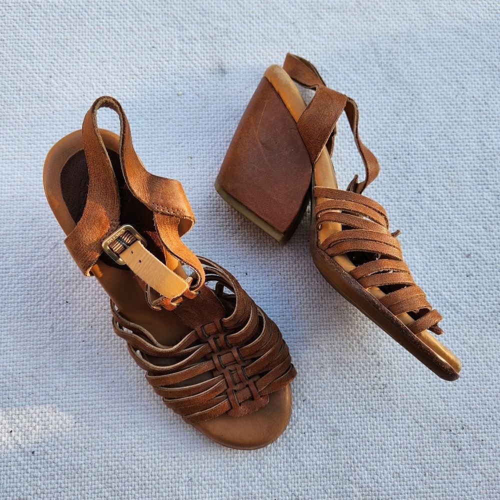 Kork-ease huarache style chunky heel sandals